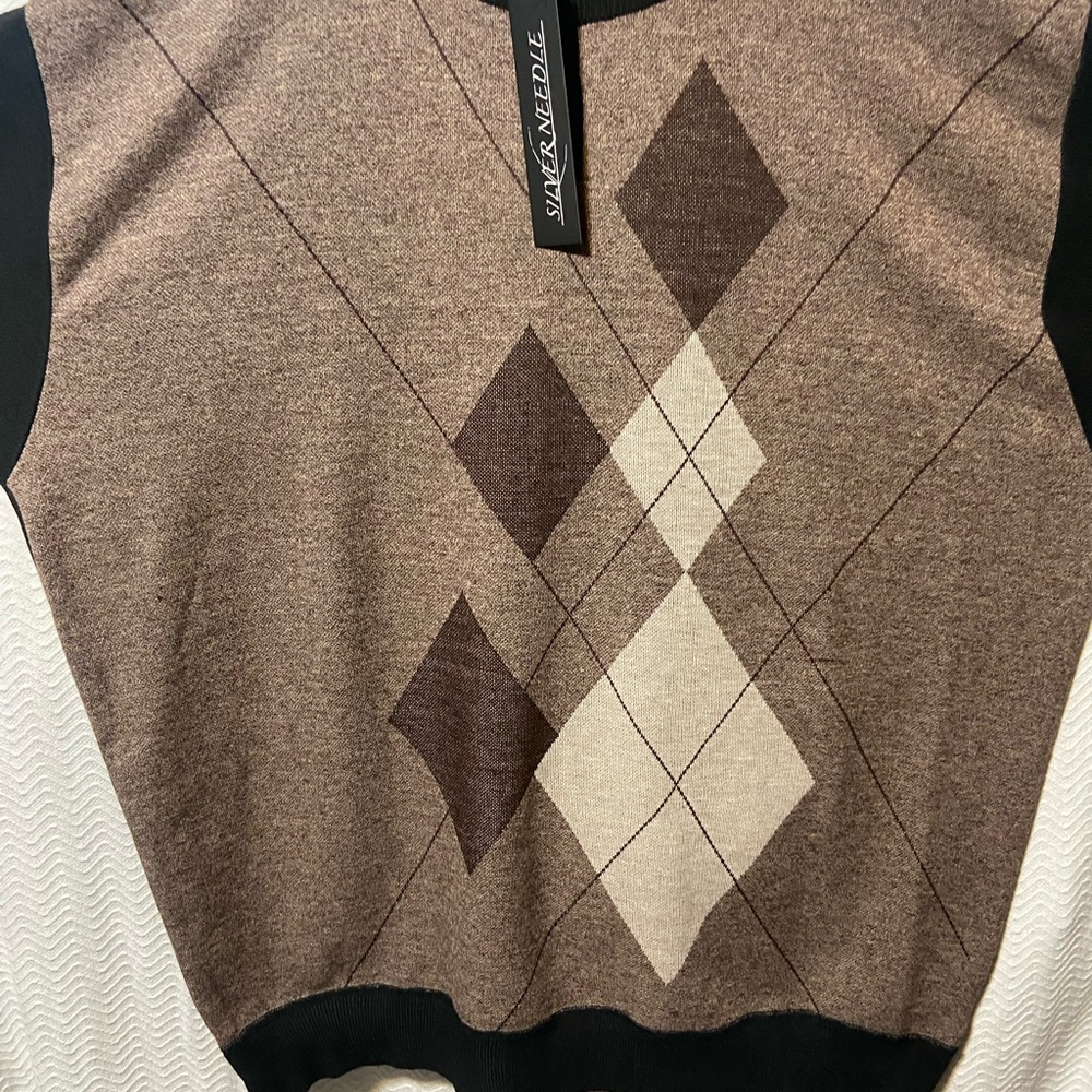 Silver Needle Brand Sweaters - Size 3XL - Black/Brown  Diamond print